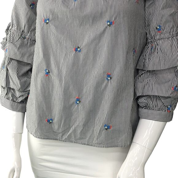 Sanctuary Womens Size M Striped Top Boho Tiered Bell Sleeves 100% Cotton - Picture 3 of 15